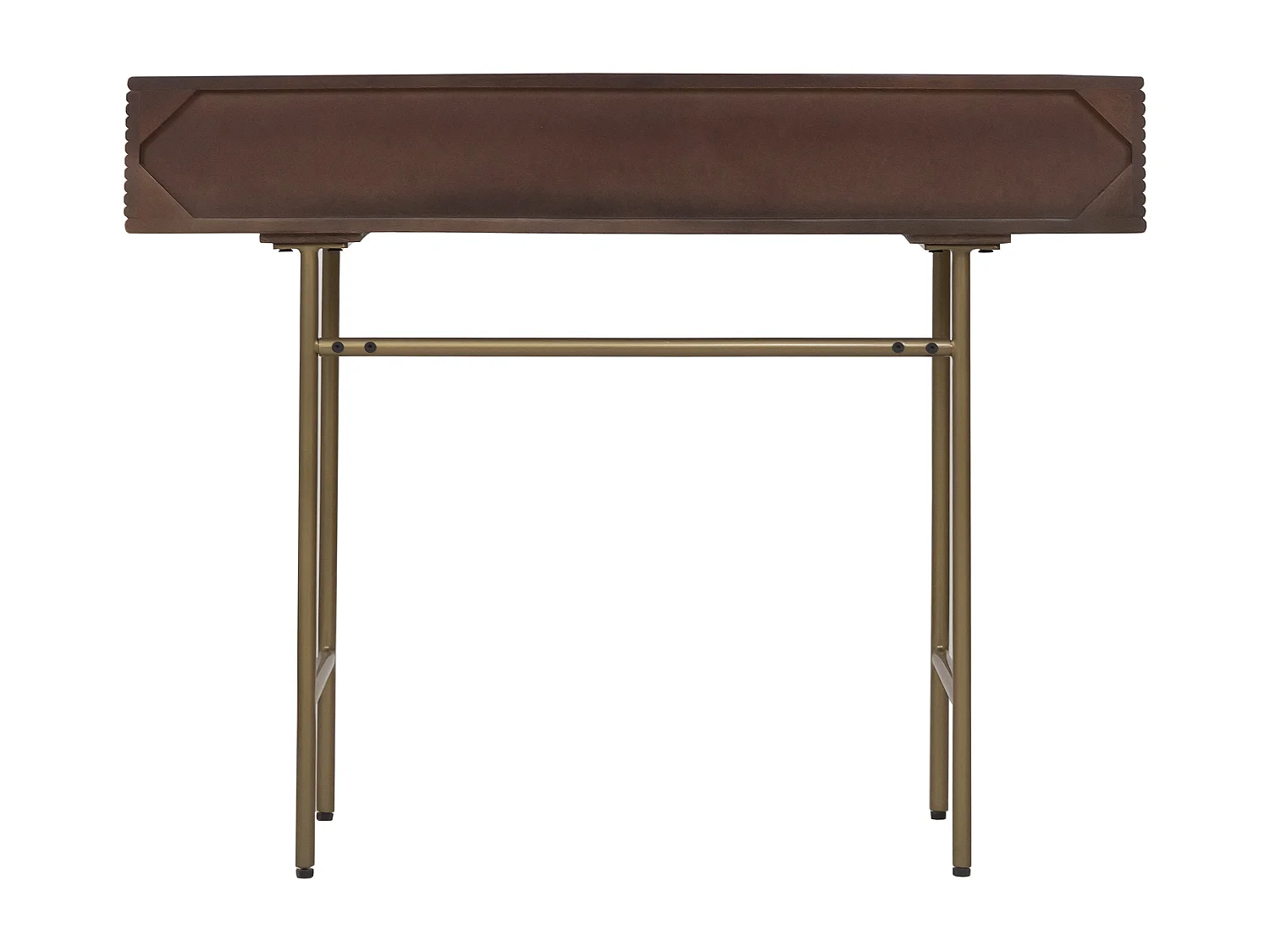 Console avec 2 tiroirs en bois de manguier et métal doré - Naturel foncé - SORDANA de Maison Céphy