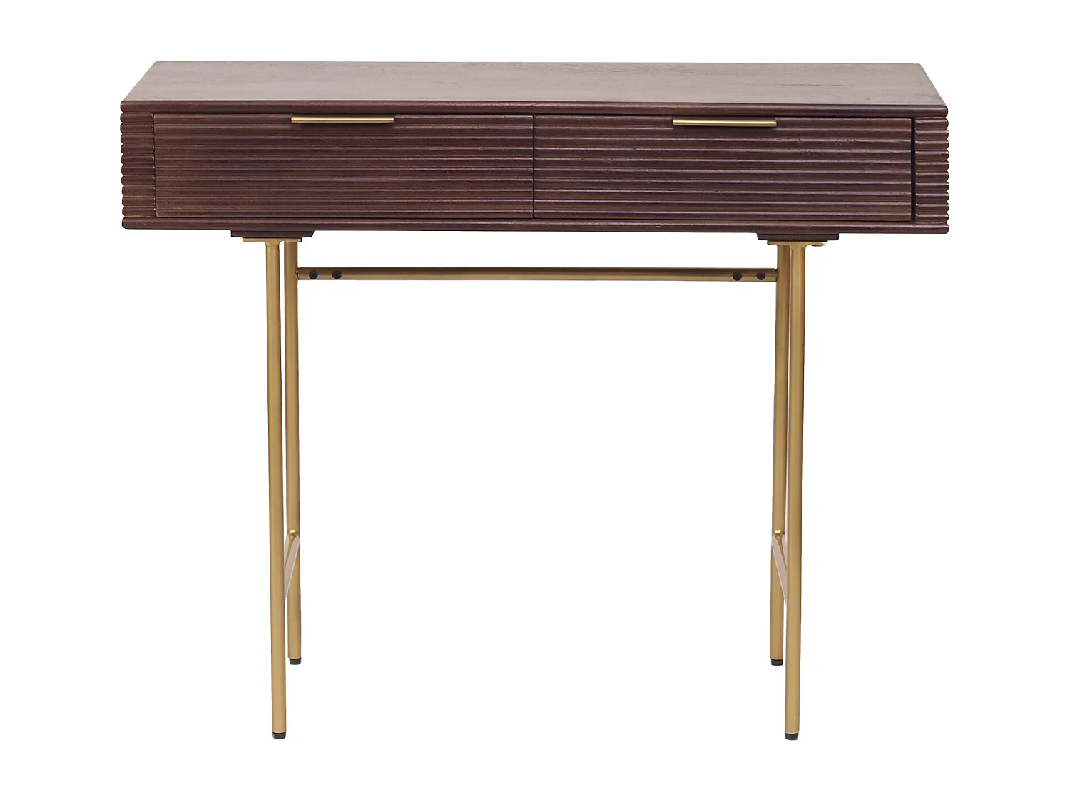 Console avec 2 tiroirs en bois de manguier et métal doré - Naturel foncé - SORDANA de Maison Céphy
