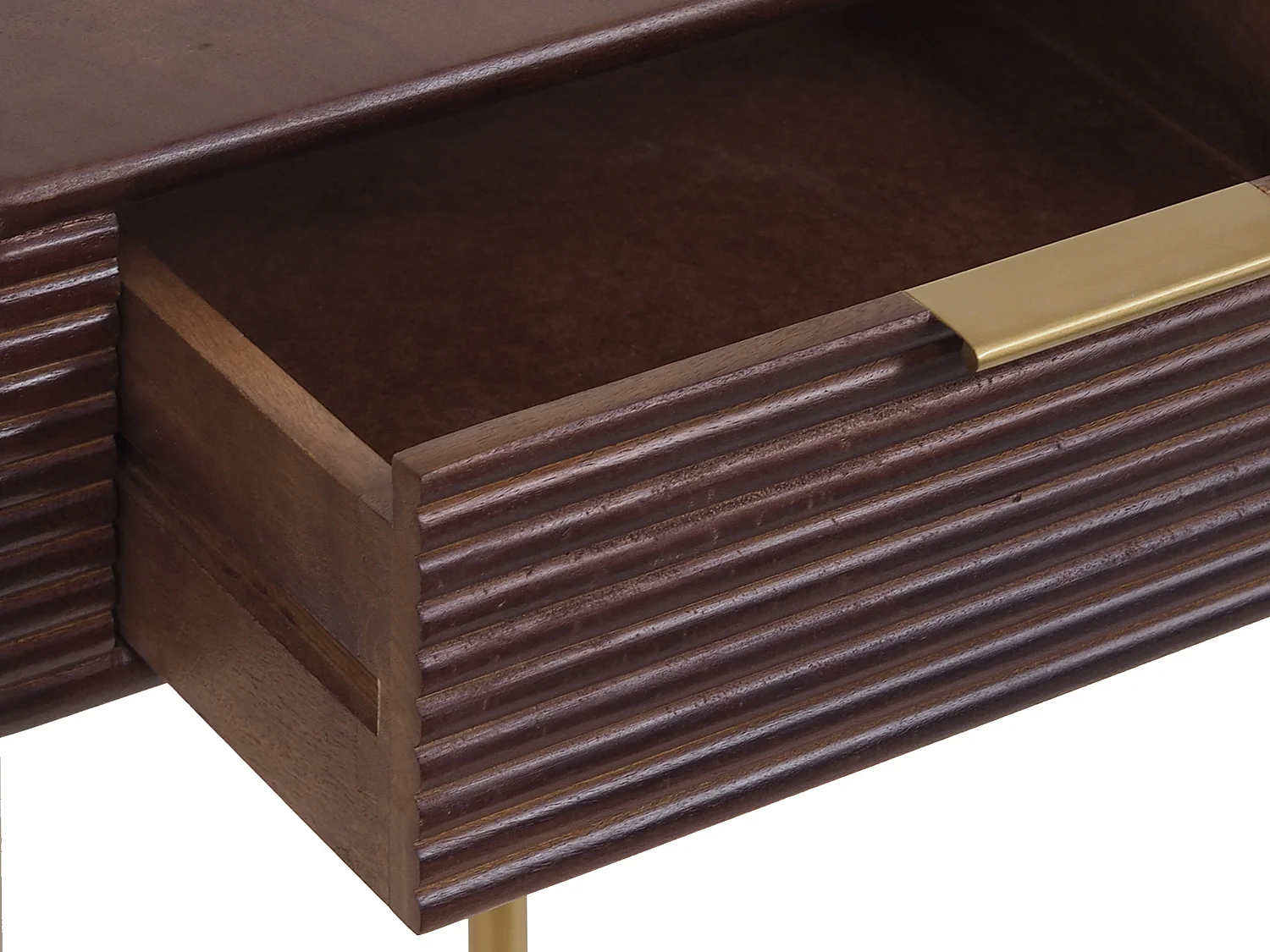 Console avec 2 tiroirs en bois de manguier et métal doré - Naturel foncé - SORDANA de Maison Céphy