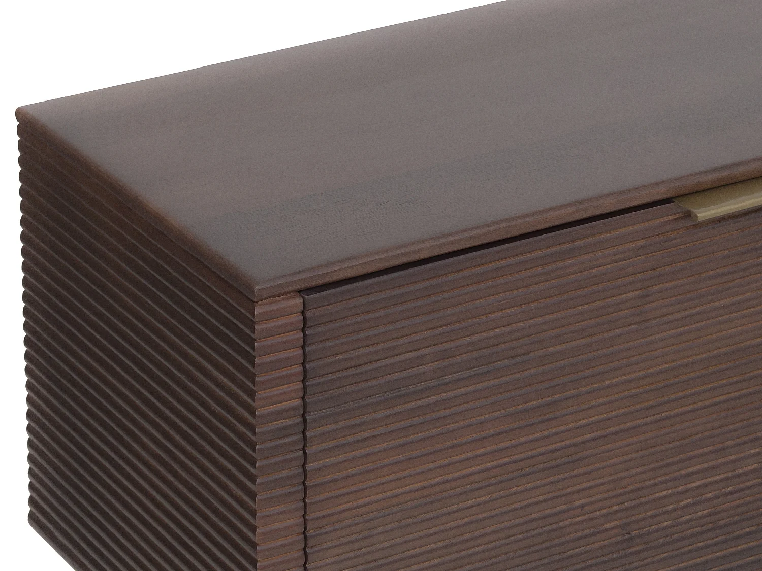 Meuble TV 2 portes, 1 tiroir et 1 niche en bois de manguier et métal doré - Naturel foncé - SORDANA de Maison Céphy