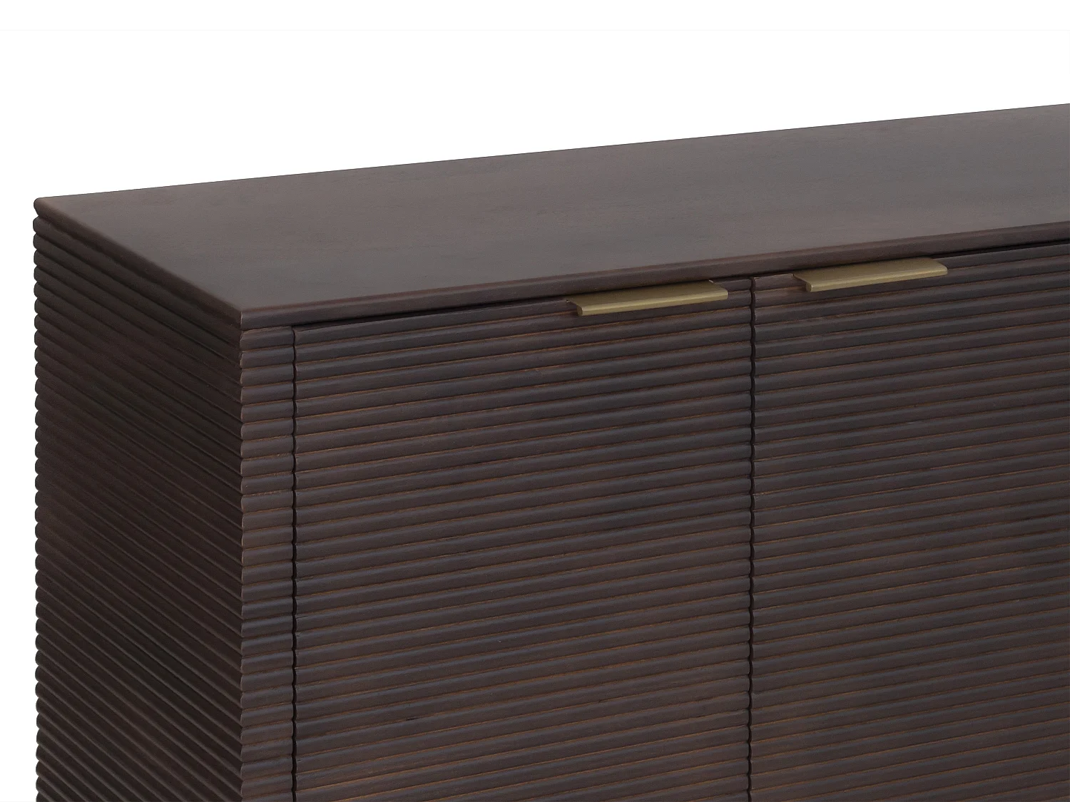 Buffet avec 4 portes en bois de manguier et métal doré - Naturel foncé - SORDANA de Maison Céphy