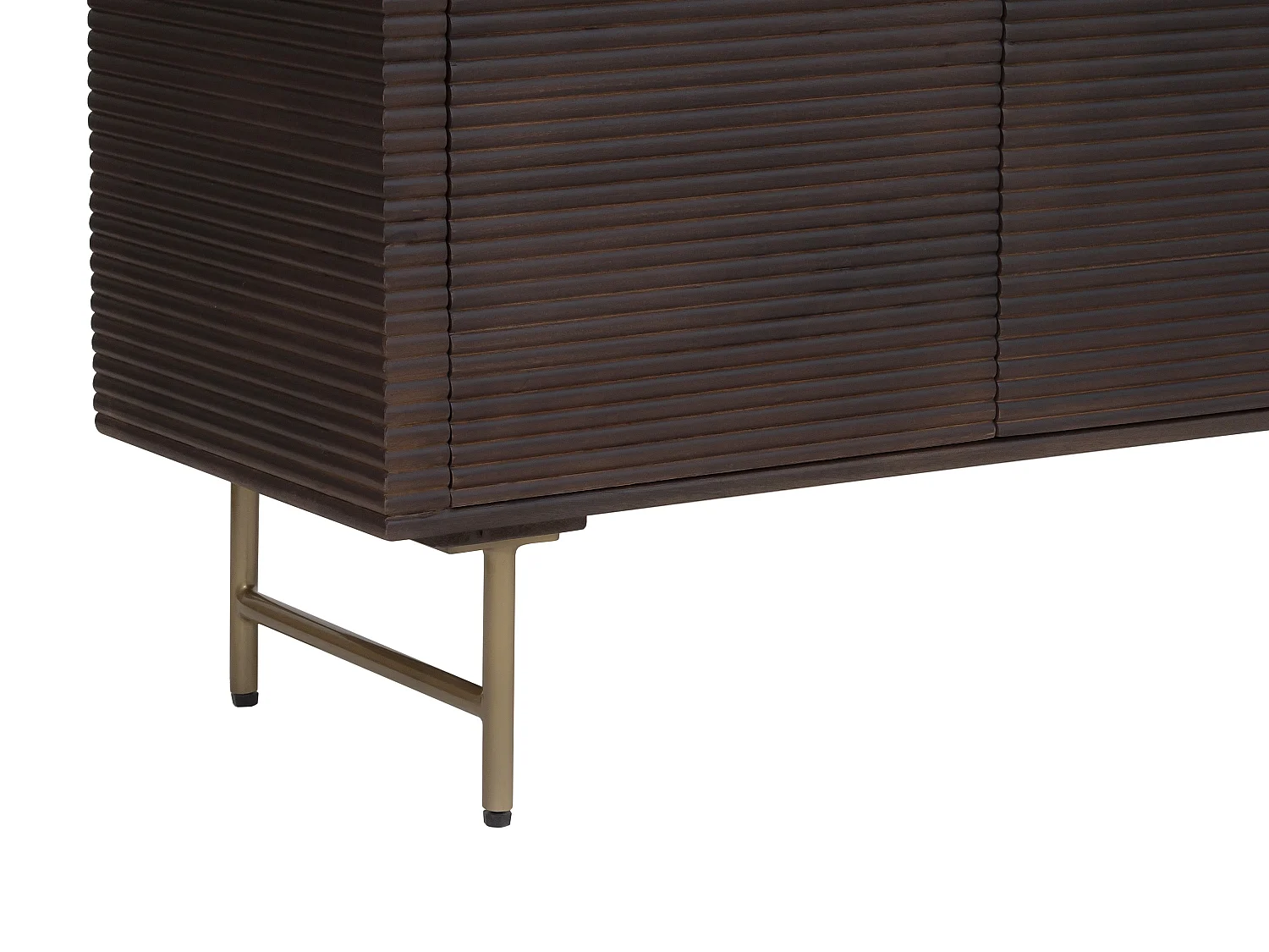 Buffet avec 4 portes en bois de manguier et métal doré - Naturel foncé - SORDANA de Maison Céphy