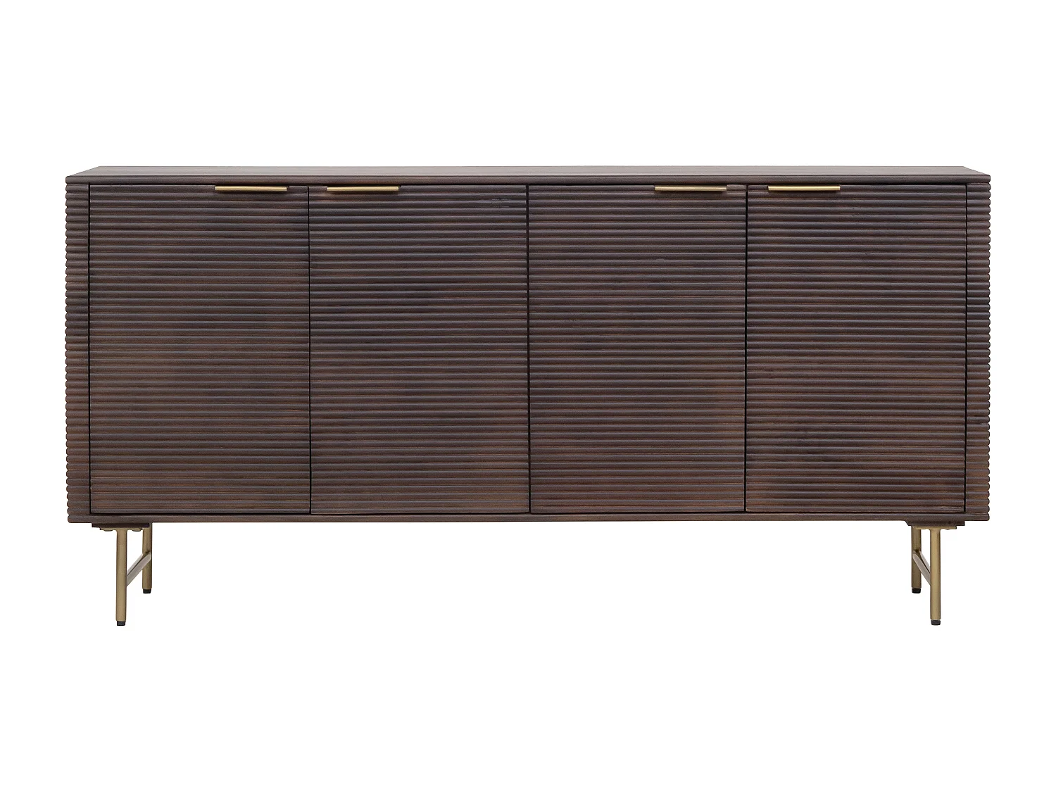 Buffet avec 4 portes en bois de manguier et métal doré - Naturel foncé - SORDANA de Maison Céphy