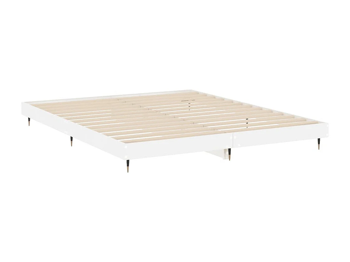 Lit double | Lit adulte | Cadre de lit blanc brillant 140x200 cm