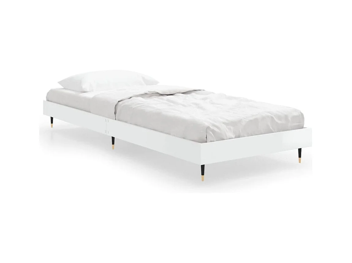 Lit simple | Lit adulte, enfant | Cadre de lit blanc brillant 75x190 cm