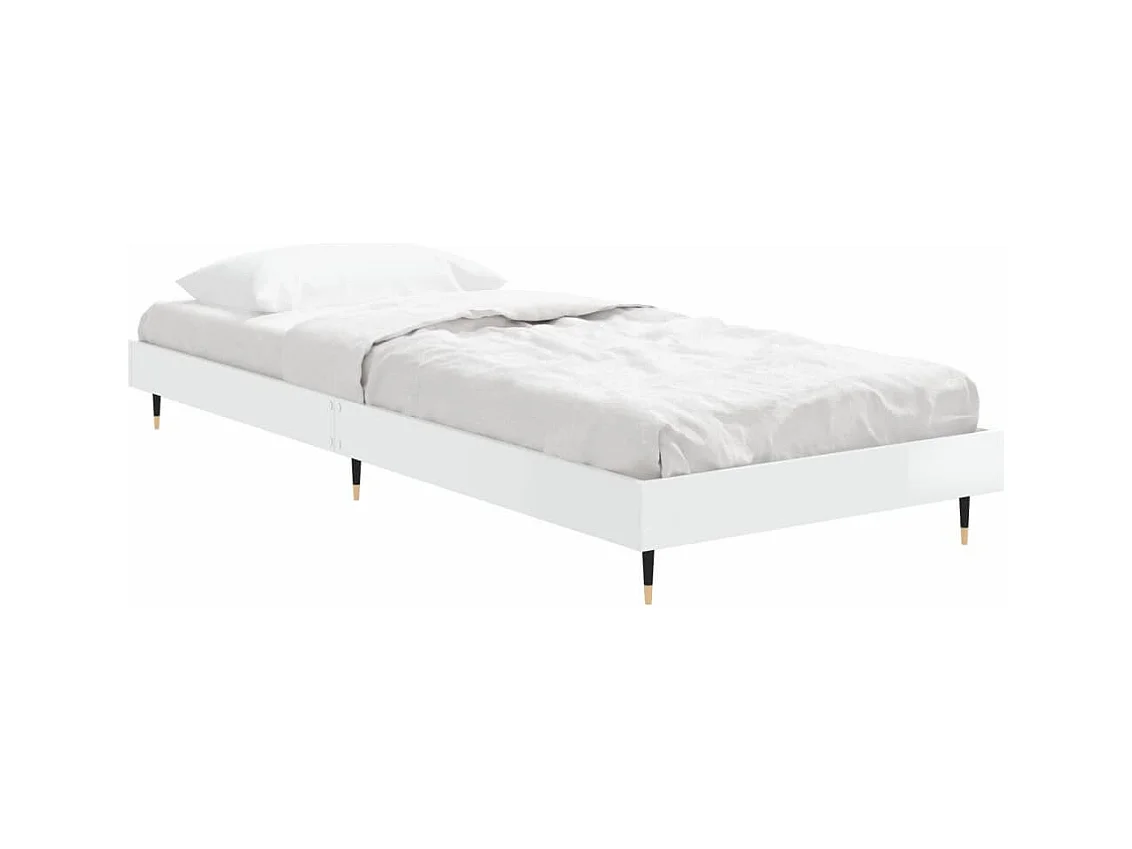 Lit simple | Lit adulte, enfant | Cadre de lit blanc brillant 75x190 cm