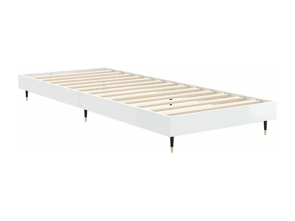 Lit simple | Lit adulte, enfant | Cadre de lit blanc brillant 75x190 cm