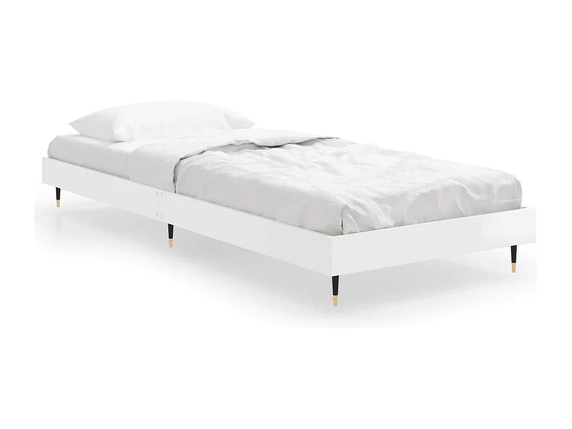 Lit simple | Lit adulte, enfant | Cadre de lit blanc brillant 75x190 cm