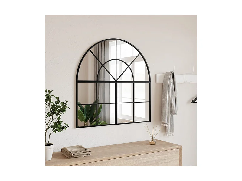 Miroir mural noir 80x80 cm arche fer