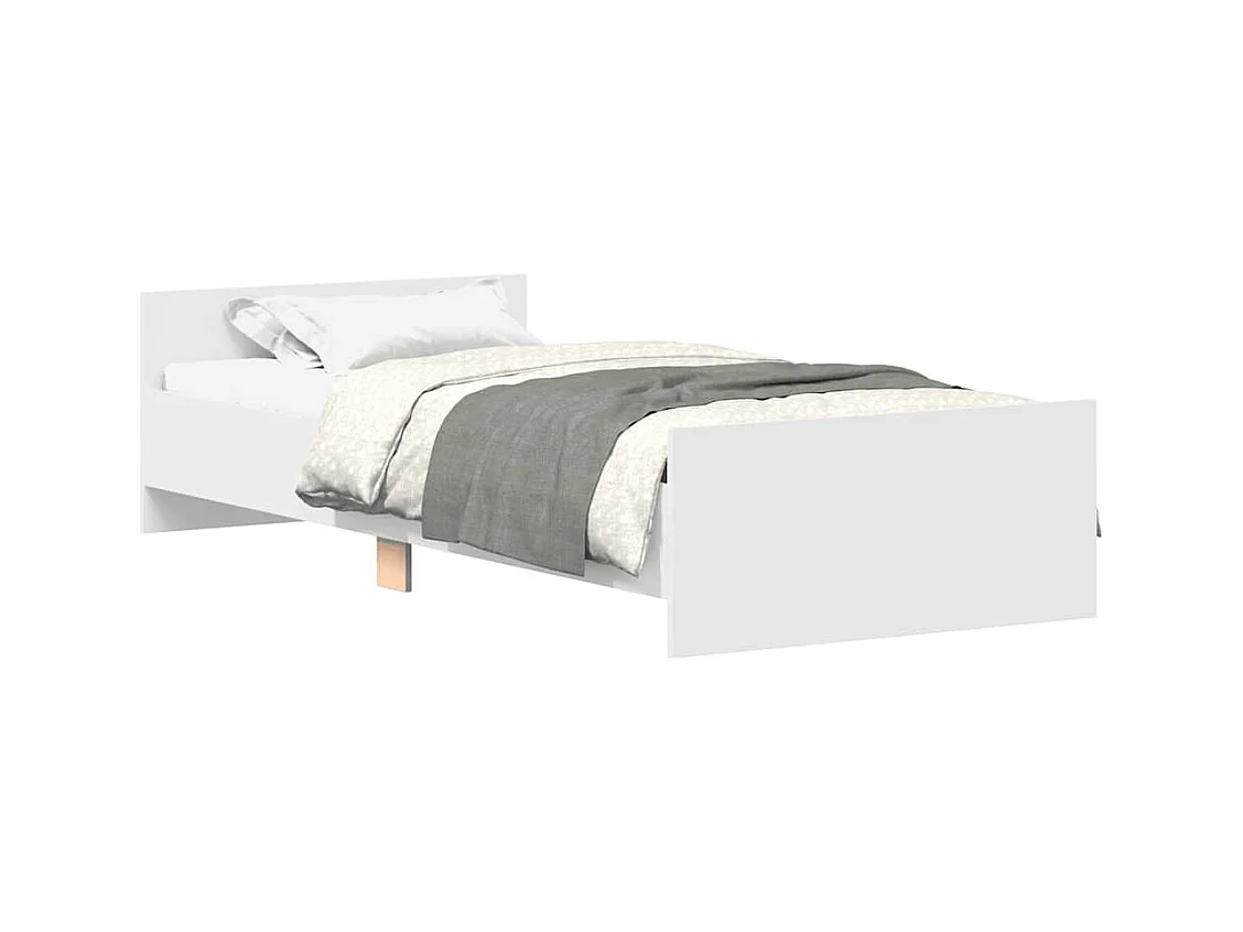 Lit simple | Lit adulte, enfant | Cadre de lit blanc 90x200 cm bois d'ingénierie