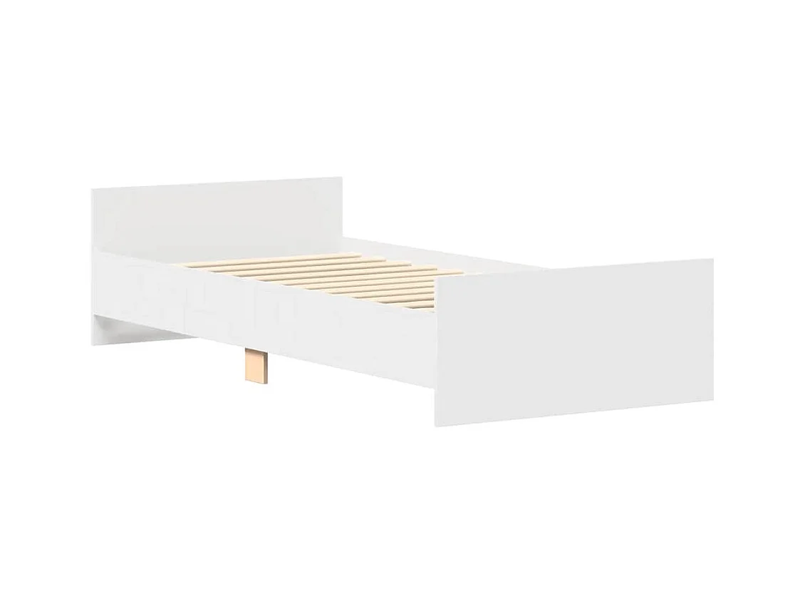 Lit simple | Lit adulte, enfant | Cadre de lit blanc 90x200 cm bois d'ingénierie