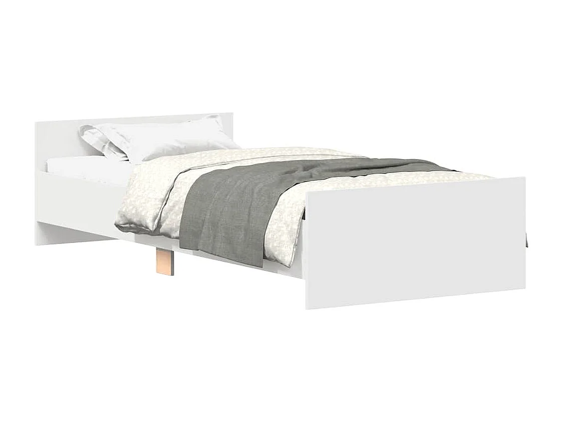 Lit simple | Lit adulte, enfant | Cadre de lit blanc 90x200 cm bois d'ingénierie