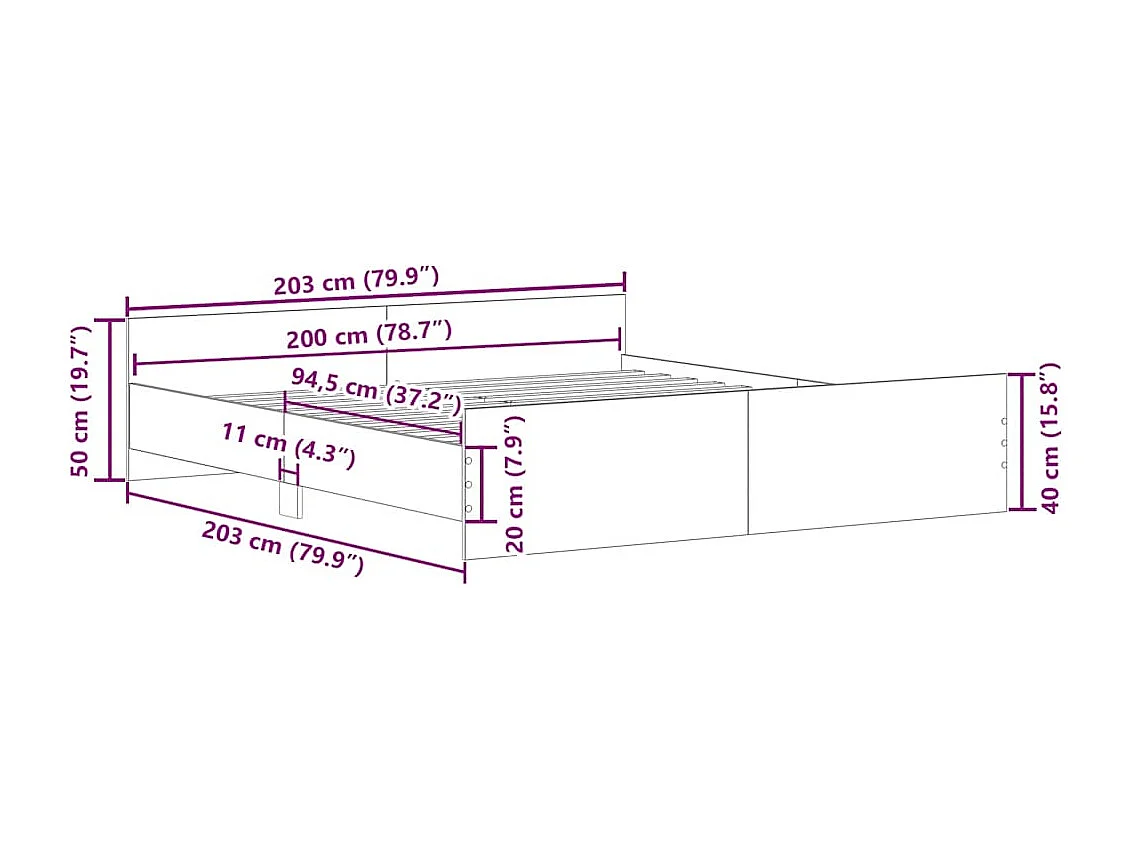 Lit double | Lit adulte | Cadre de lit blanc 200x200 cm