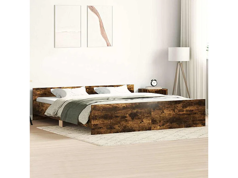 Lit double | Lit adulte | Cadre de lit chêne fumé 160x200 cm