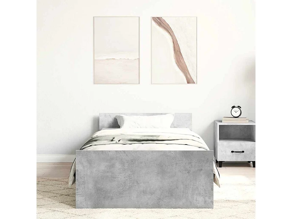 Lit simple | Lit adulte, enfant | Cadre de lit gris béton 75x190 cm