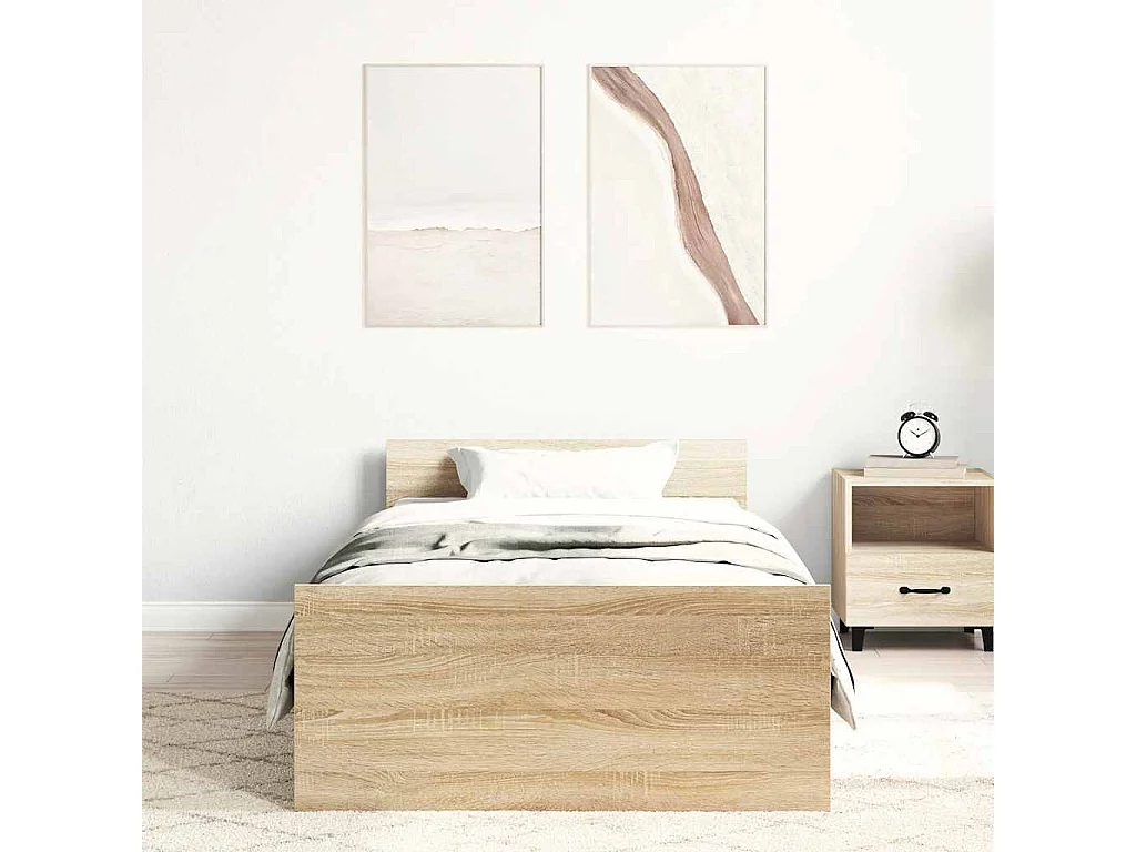 Lit simple | Lit adulte, enfant | Cadre de lit chêne sonoma 100x200 cm