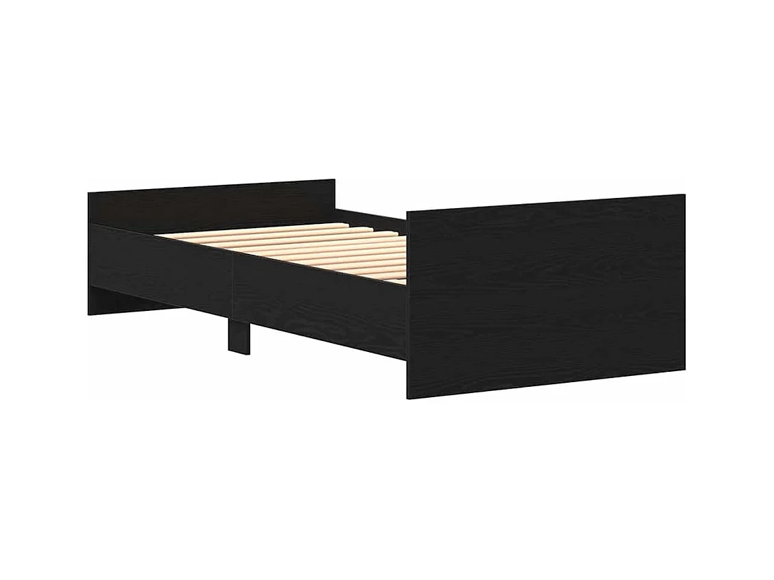 Letto per adulti | Letto singolo | Giroletto senza Materasso Rovere Nero 100x200 cm in Truciolato