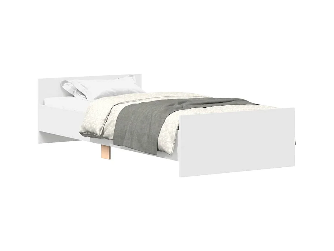 Lit simple | Lit adulte, enfant | Cadre de lit blanc 90x190 cm bois d'ingénierie