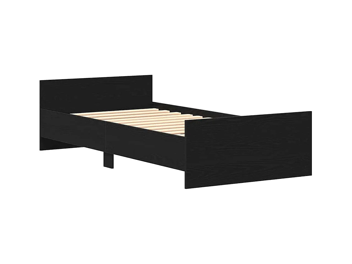 Lit simple | Lit adulte, enfant | Cadre de lit chêne noir 75x190 cm bois ingénierie