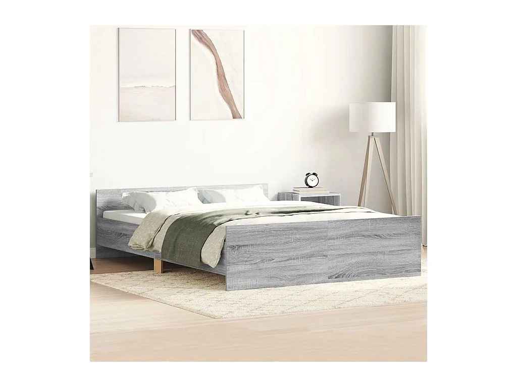 Lit simple | Lit adulte, enfant | Cadre de lit sonoma gris 120x200 cm