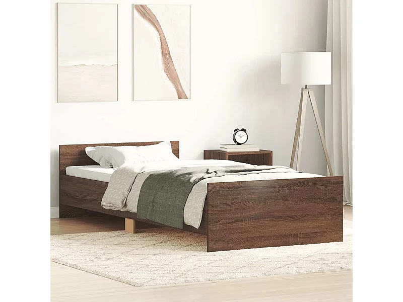 Lit simple | Lit adulte, enfant | Cadre de lit chêne marron 90x190cm bois ingénierie