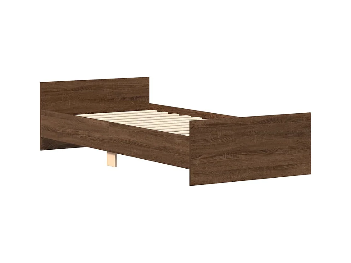 Lit simple | Lit adulte, enfant | Cadre de lit chêne marron 90x190cm bois ingénierie