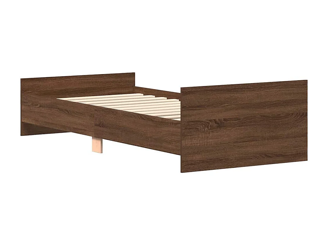 Lit simple | Lit adulte, enfant | Cadre de lit chêne marron 90x190cm bois ingénierie