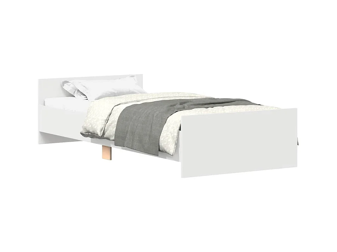 Lit simple | Lit adulte, enfant | Cadre de lit blanc 75x190 cm bois d'ingénierie
