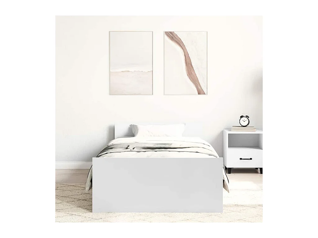 Lit simple | Lit adulte, enfant | Cadre de lit blanc 75x190 cm bois d'ingénierie