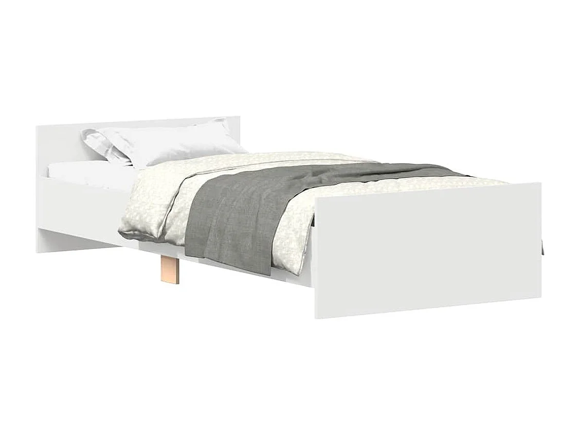 Lit simple | Lit adulte, enfant | Cadre de lit blanc 75x190 cm bois d'ingénierie