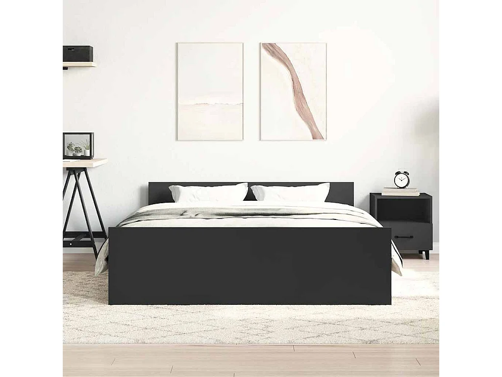 Lit simple | Lit adulte, enfant | Cadre de lit noir 120x200 cm