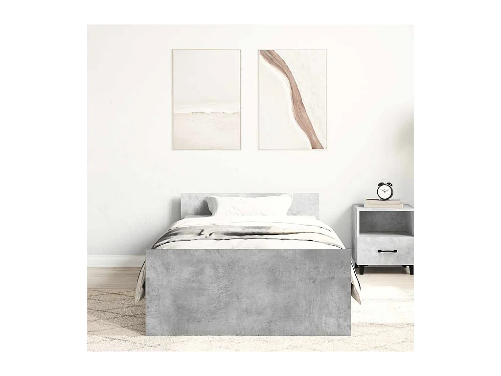 Lit simple | Lit adulte, enfant | Cadre de lit gris béton 100x200 cm