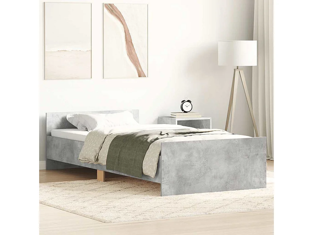 Lit simple | Lit adulte, enfant | Cadre de lit gris béton 90x190 cm