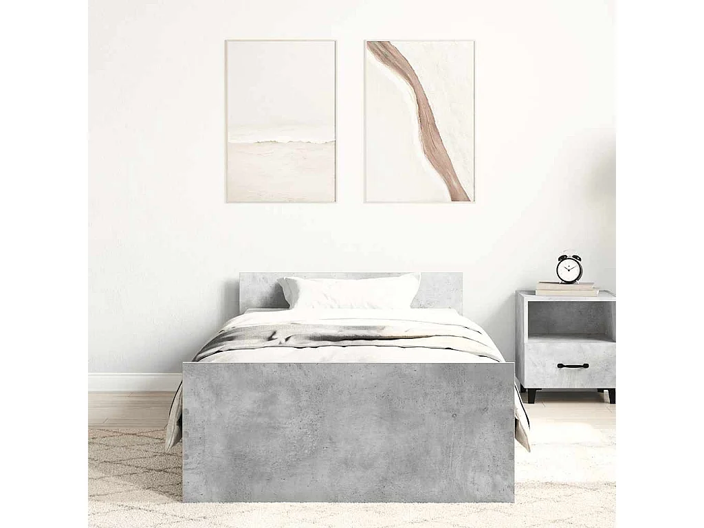 Lit simple | Lit adulte, enfant | Cadre de lit gris béton 90x190 cm