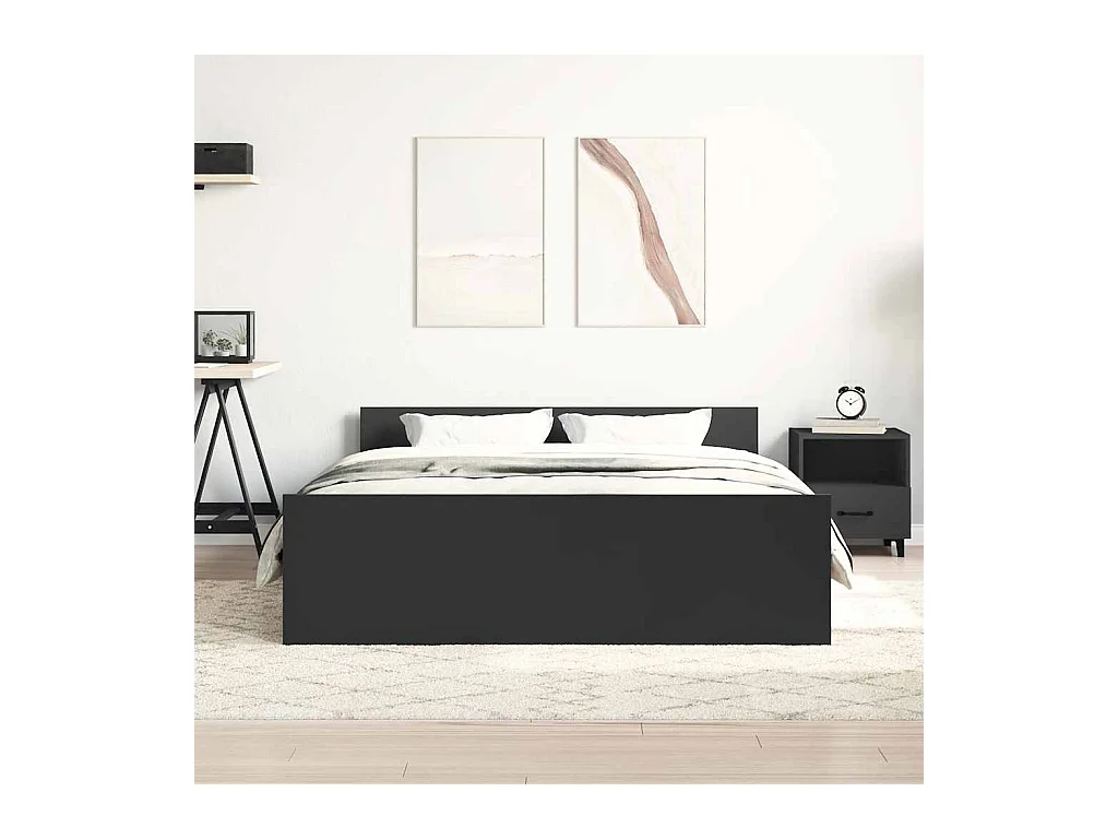 Lit double | Lit adulte | Cadre de lit noir 140x190 cm