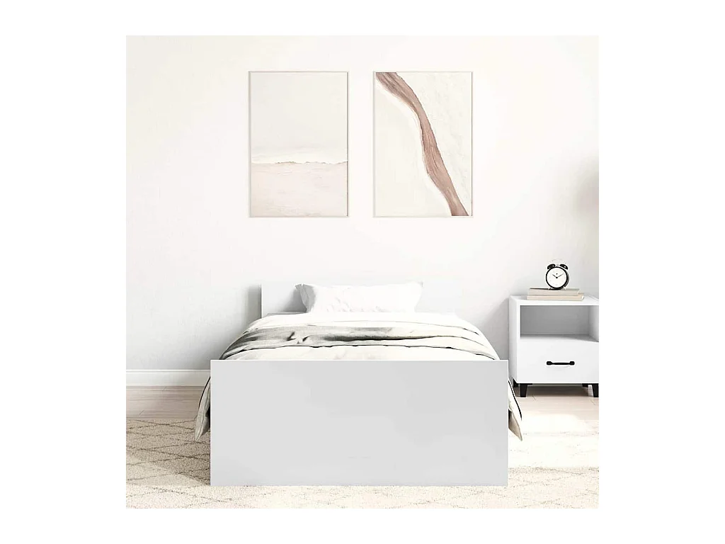 Lit simple | Lit adulte, enfant | Cadre de lit blanc 100x200 cm bois d'ingénierie