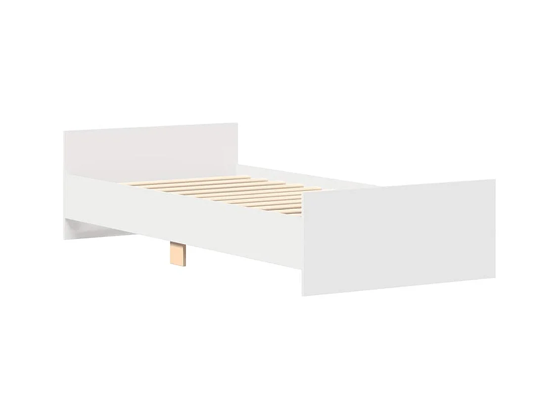 Lit simple | Lit adulte, enfant | Cadre de lit blanc 100x200 cm bois d'ingénierie