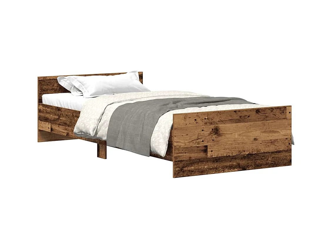 Lit simple | Lit adulte, enfant | Cadre de lit vieux bois 75x190 cm bois ingénierie