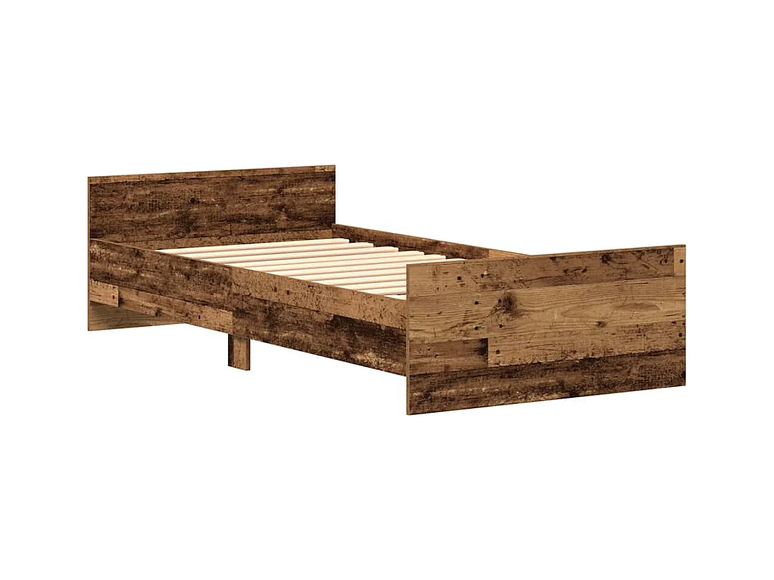 Lit simple | Lit adulte, enfant | Cadre de lit vieux bois 75x190 cm bois ingénierie