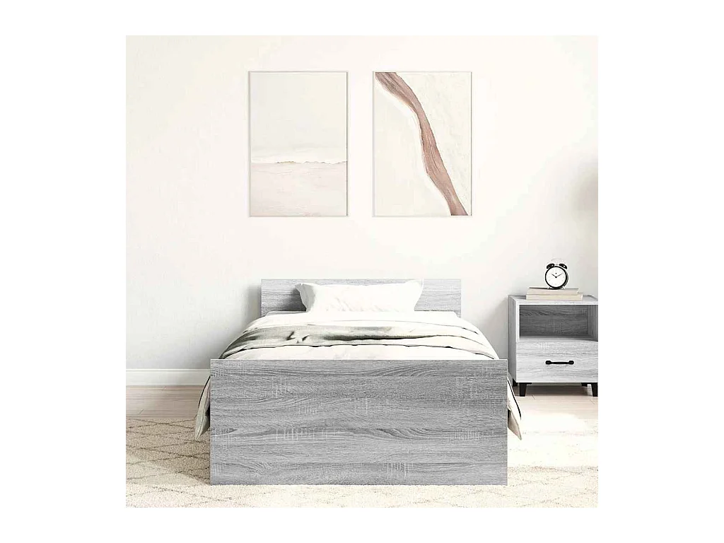 Lit simple | Lit adulte, enfant | Cadre de lit sonoma gris 90x190 cm
