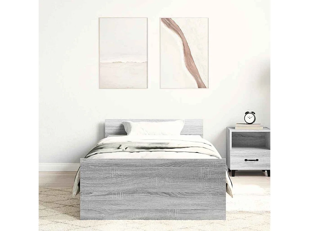 Lit simple | Lit adulte, enfant | Cadre de lit sonoma gris 100x200 cm