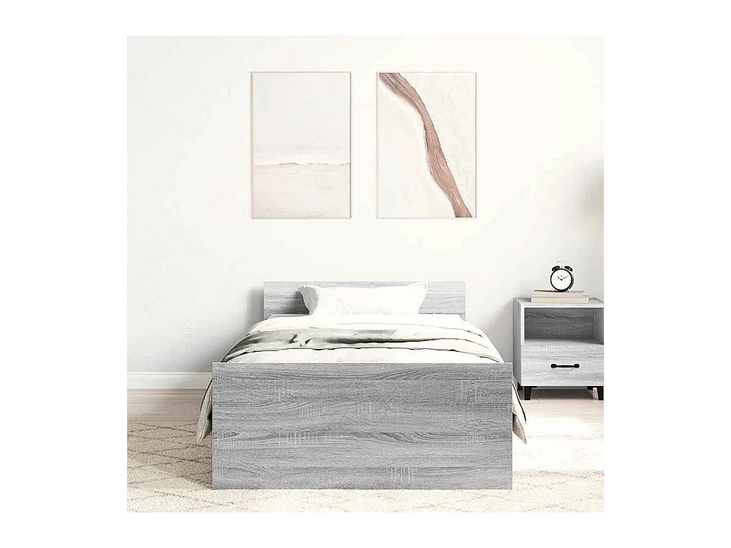 Lit simple | Lit adulte, enfant | Cadre de lit sonoma gris 90x200 cm