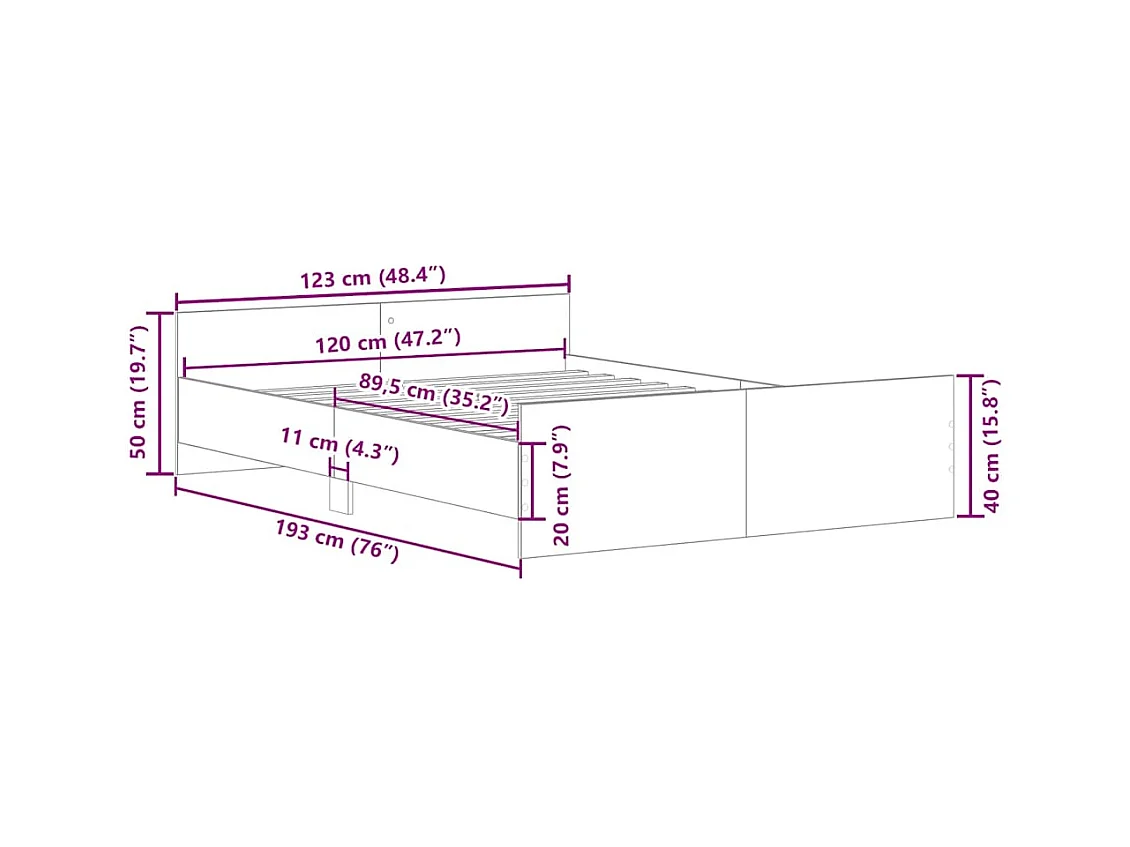 Lit simple | Lit adulte, enfant | Cadre de lit noir 120x190 cm