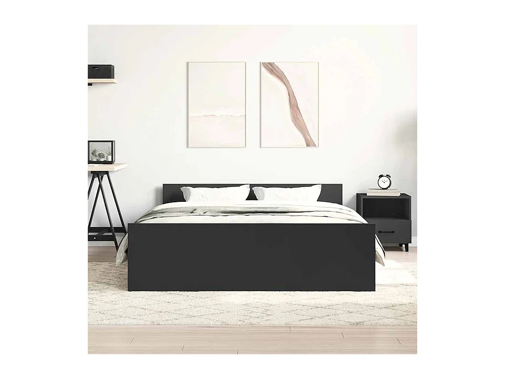 Lit simple | Lit adulte, enfant | Cadre de lit noir 120x190 cm