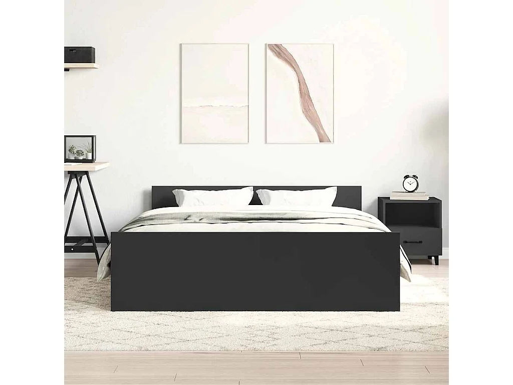 Lit simple | Lit adulte, enfant | Cadre de lit noir 120x190 cm