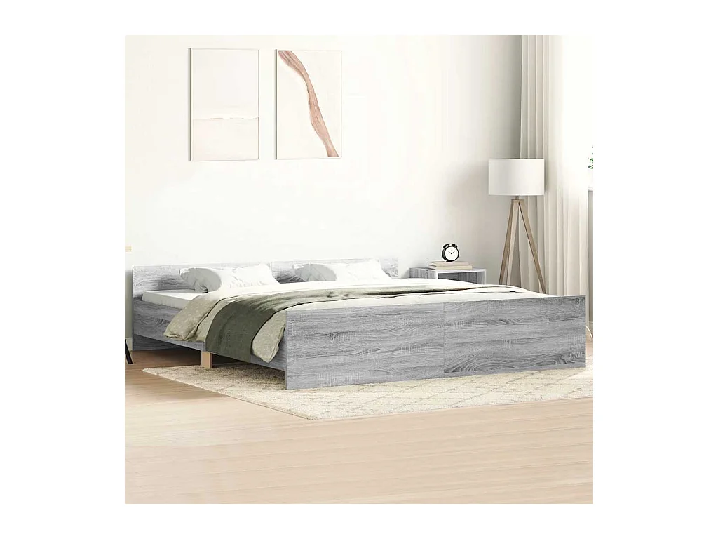 Lit double | Lit adulte | Cadre de lit sonoma gris 180x200 cm