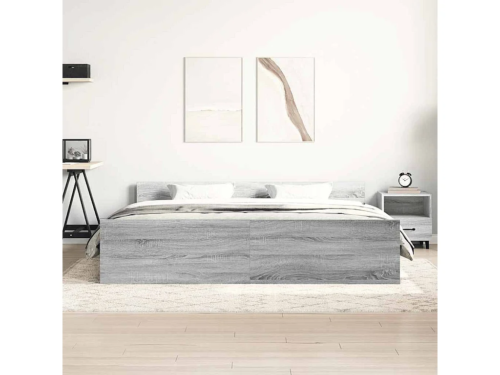 Lit double | Lit adulte | Cadre de lit sonoma gris 180x200 cm