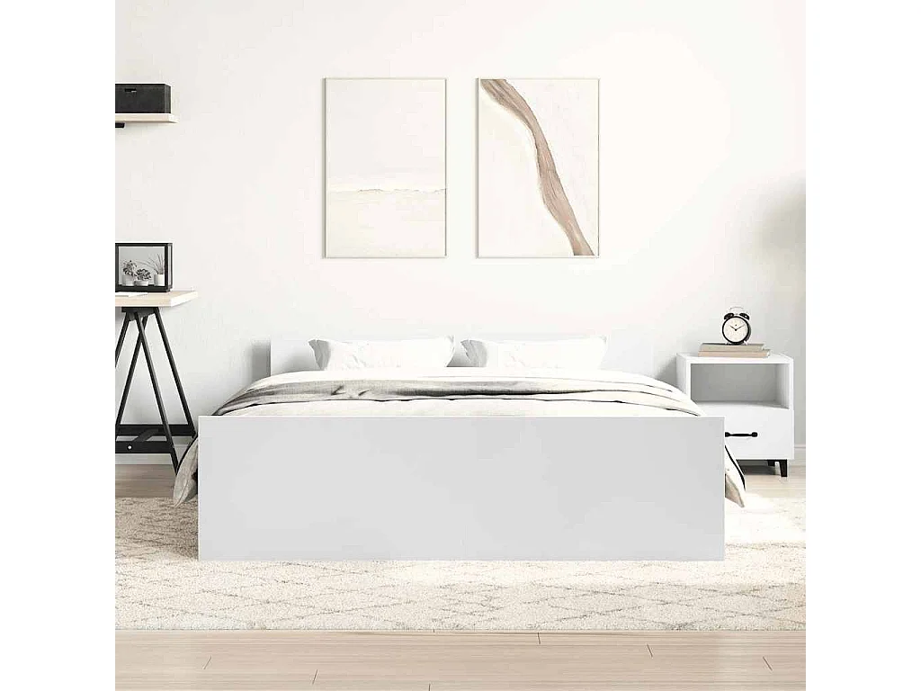 Lit double | Lit adulte | Cadre de lit blanc 140x200 cm