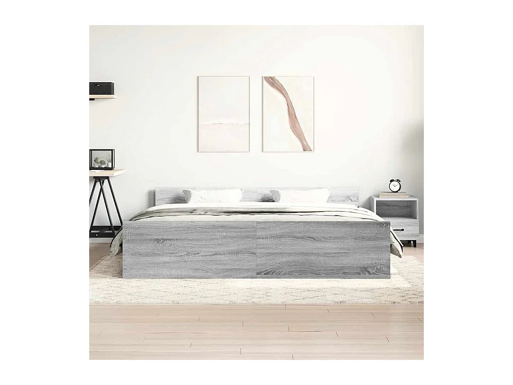 Lit double | Lit adulte | Cadre de lit sonoma gris 160x200 cm
