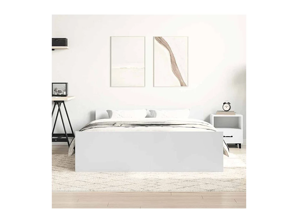 Lit simple | Lit adulte, enfant | Cadre de lit blanc 120x190 cm